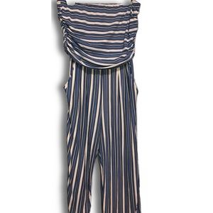Strapless Jumpsuit • Blue & White Stripes